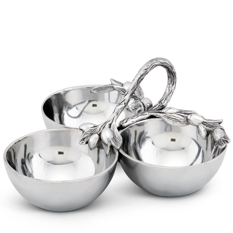 Tuscan Aluminum 3-Compartment Olive Candy Serving Bowl