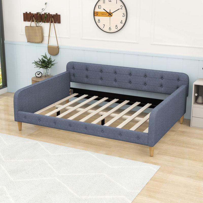 Lit de jour rembourré avec design capitonné, Gris