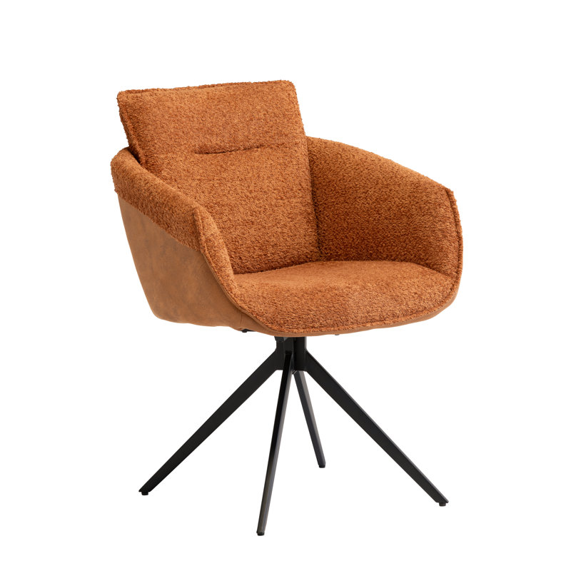 Jerrold 48cm H Polyester Blend Upholstered Metal Armchair in Orange