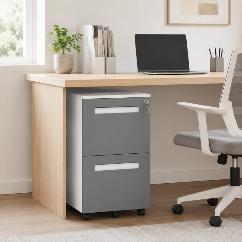 3-Drawer Mobile File Cabinet with Lock, Fully Assembled All-Steel Rolling Filing Cabinet on Casters, Metal Office Storage Cabinet for Home Office, Holds A4 and Letter-Size Files, Black