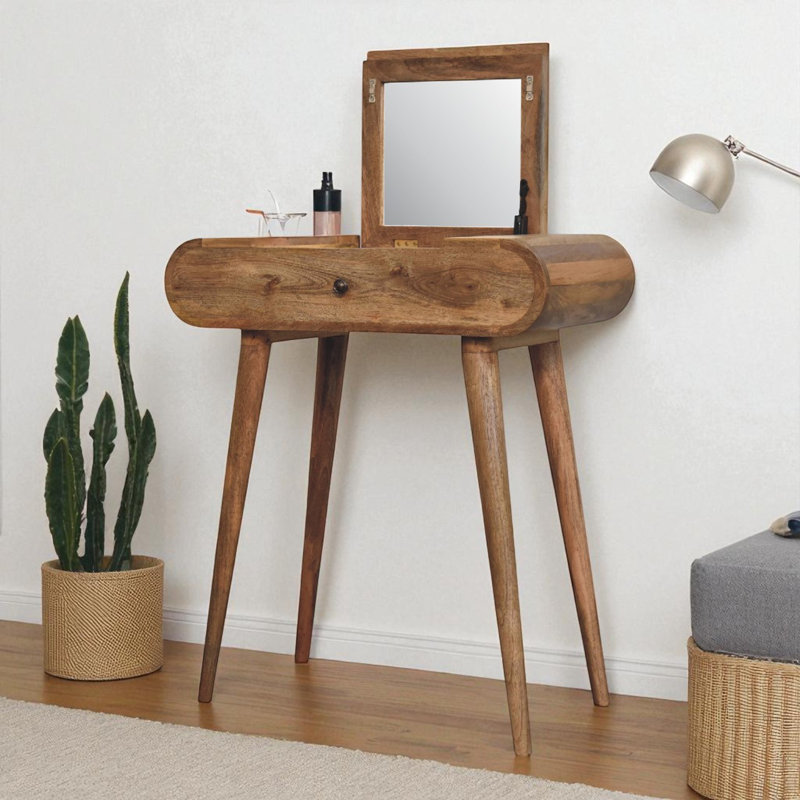 Everiz Dressing Table with Mirror, Oak