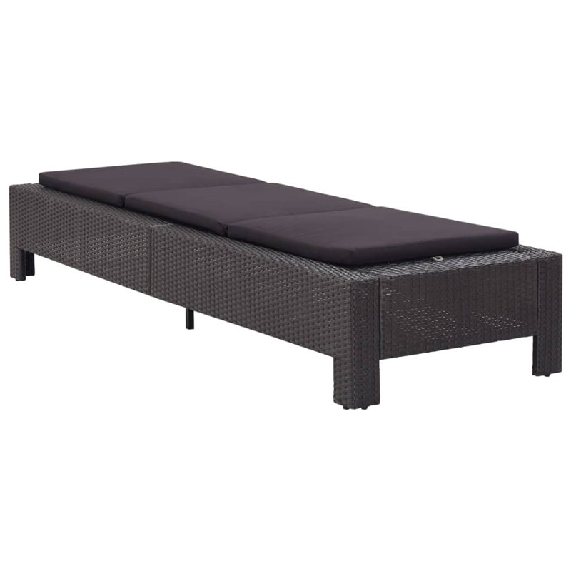 Chaise longue simple inclinable avec coussins 88 po Averelle, Noir, Noir