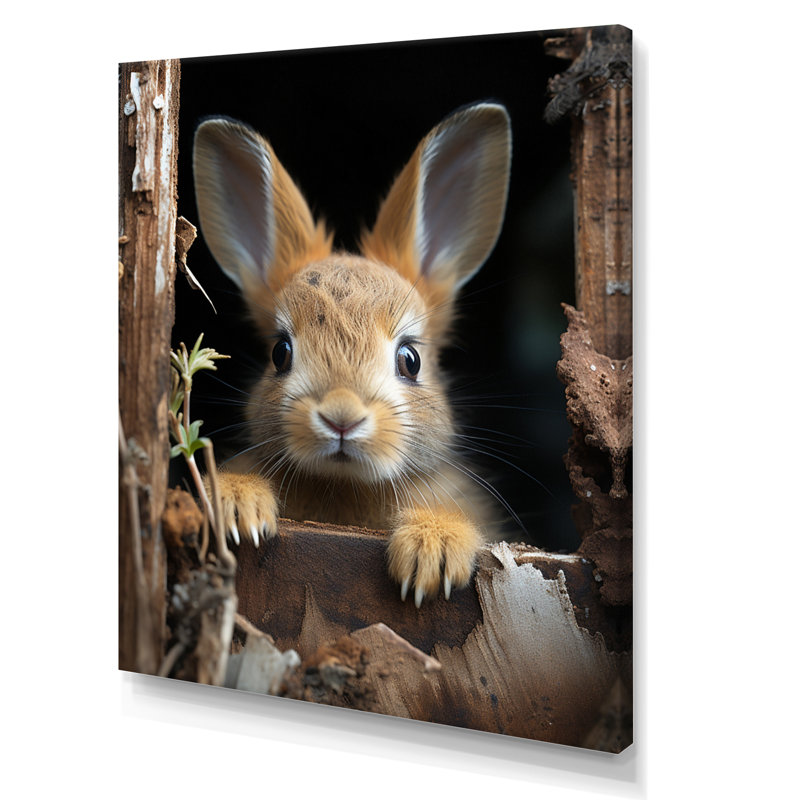 Drôle de lapin, reproduction d'art sur toile, H 20 po x l 12 po x P 1 po, Toile tendue