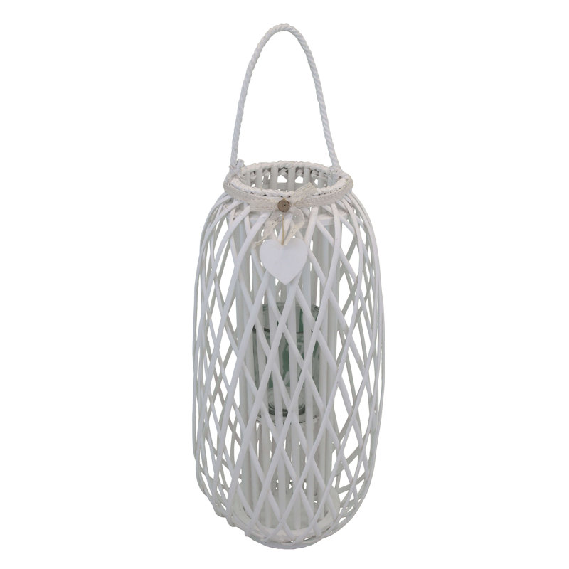 Metal Wall Lantern, 86cm H x 38cm W x 38cm D, White