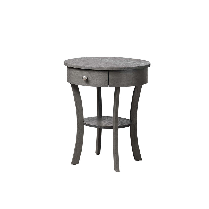 Moravian Solid Wood End Table with Storage, Dark Gray Wirebrush