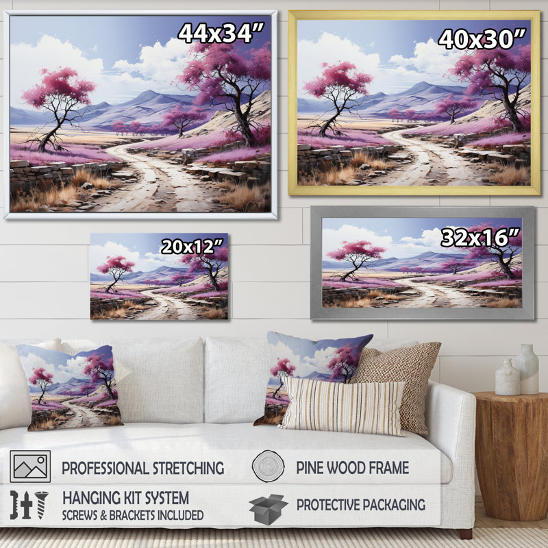 " Purple Road Endless Journey II ", 24" H x 32" W x 1" D, Gold Single Picture Framed
