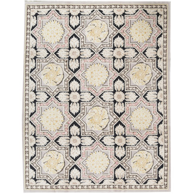 Hand-Knotted High-Quality Black and Gray Area Rug