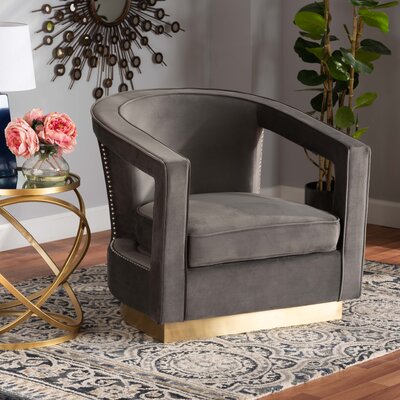 DelRe Modern Luxe And Glam Navy Blue Velvet Fabric Upholstered And Gold Finished Metal Armchair -  BAXTON STUDIO, DF3C96440DEF4526B38EF3A66453A6FA