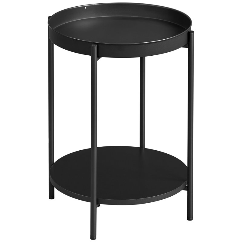 Kappel Steel Tray Top End Table, Black Top/Black Base