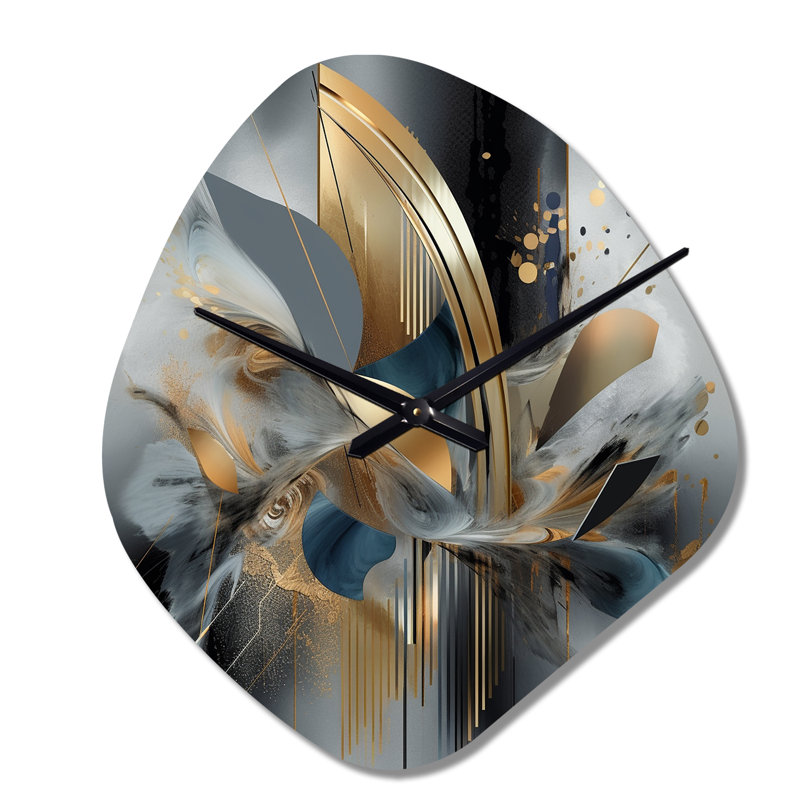 Soft Colours Marble Abstract II - Nebula Shape Gold Wall Clock Sculpture, Small