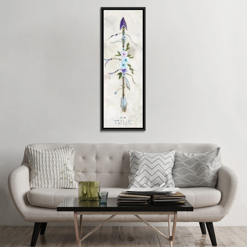 «Boho Arrow II», art sur toile, H 36 po x l 12 po x P 1,5 po, Cadre noir