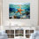 «Orange Oasis Watercolor Starfish» - Étoile de mer, art mural