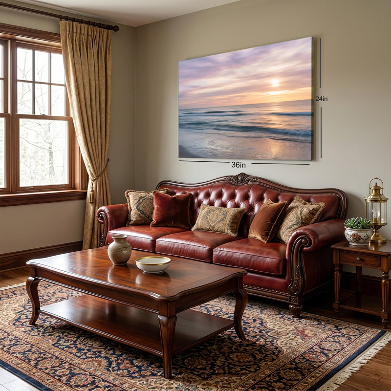 "Soft Pastel Beach Sunset Seascape Gallery", art mural sur toile tendue, 16x24in