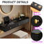 Meuble-lavabo mural flottant avec tiroirs - Table de maquillage polyvalente avec porte-tablette et boîtes de rangement dorées-2128255572