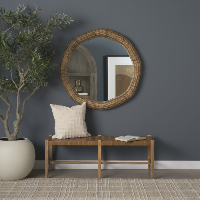 Fegan 42" Woven Water Hyacinth Mirror, 42" x 42"