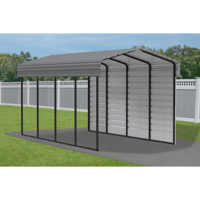Steel Carport With 1 Side Wall Kit, 10X20X9