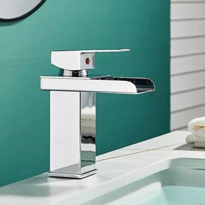 Modern Monobloc Basin Sink Mixer Tap Waterfall Single Level Bathroom Taps Chrome