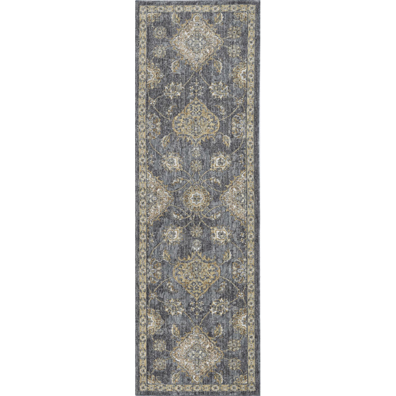 Tapis gris en laine Bodily, Tapis de couloir de 2 pi x 7 pi