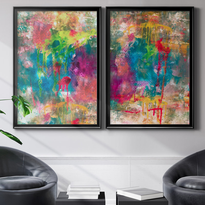 Summer Night I - Ensemble de 2 reproductions d'art, Pas de tapis, H 30,5 po x l 42,5 po x P 3 po, Toile avec cadre noir