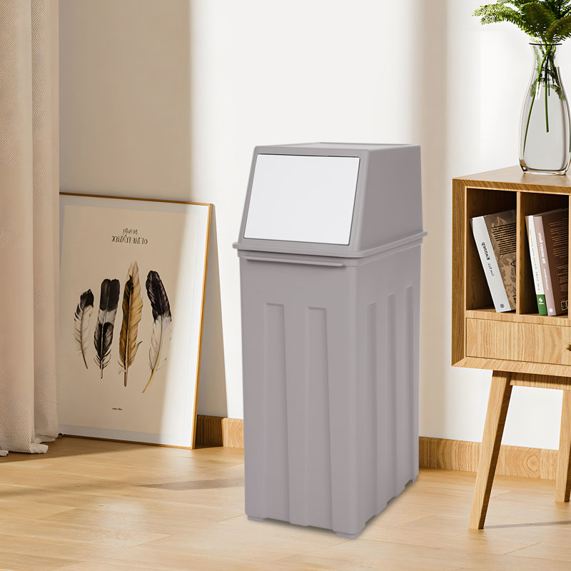 8 Gallon Trash Can With Lid, Gray