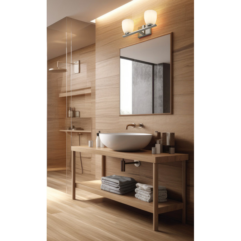 Coiffeuse Mateo, H 6,5 po x l 16 po x P 6,5 po, Nickel brossé, Deux lumières
