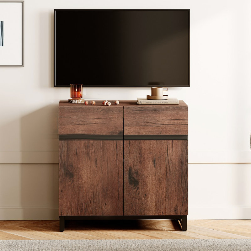 Crédence de rangement l 31,5 po Aadam, Bois brun foncé