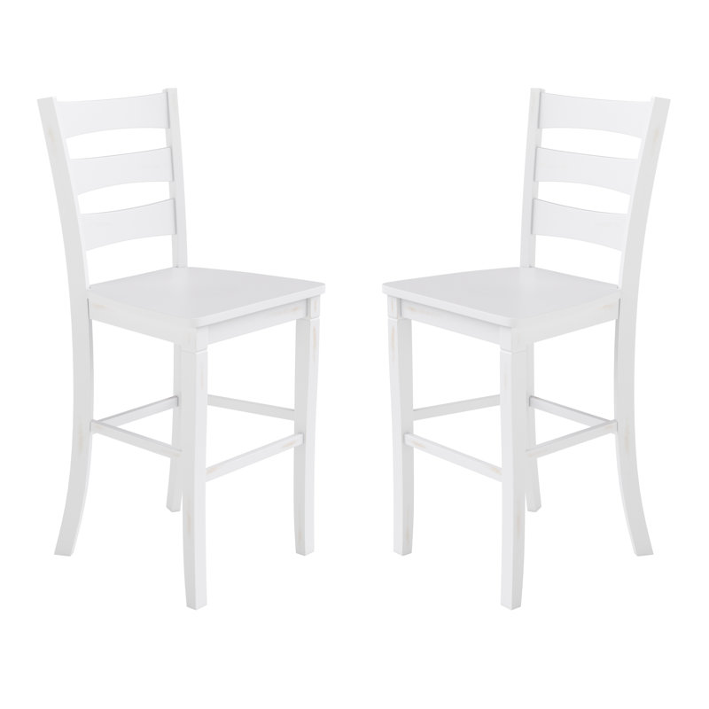 Tabouret de bar à hauteur de comptoir en bois de qualité commerciale, Blanc délavé