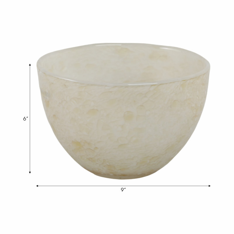 Handmade Glass Decorative Bowl, Ivory