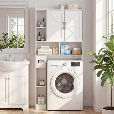 Washing Machine Cabinet with 2 Doors, Versatile Storage Unit