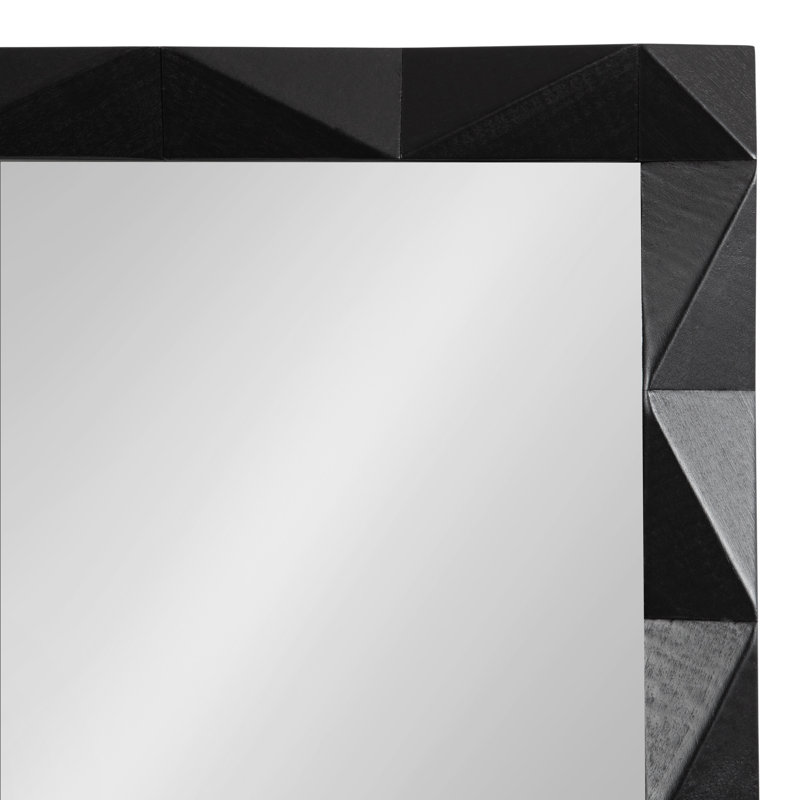 Pieced Wood Rectangle Bathroom Mirror, Black
