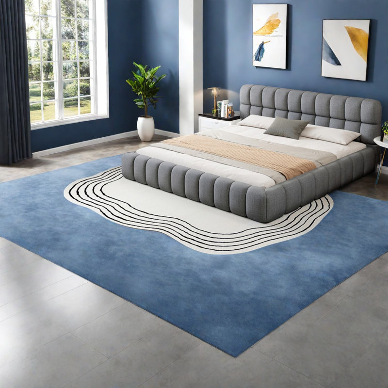 Très grand lit rembourré durable, tissu de lin, style moderne