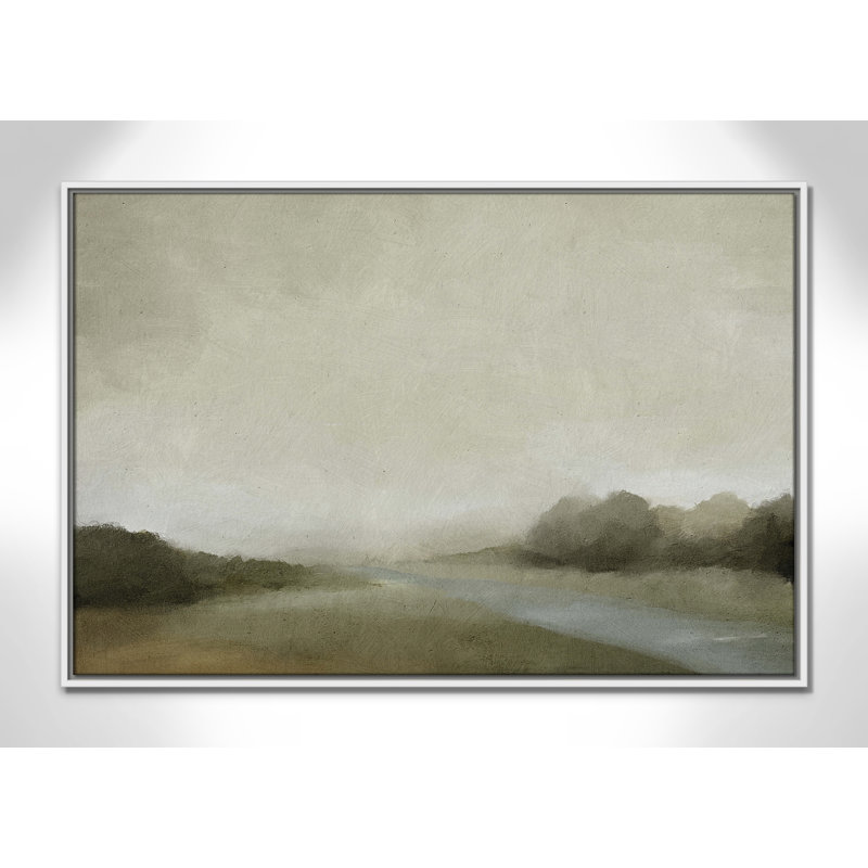 Vanora "Lovers Creek" Watercolor Floater Frame Painting , 25.5" H x 37.5" W, White