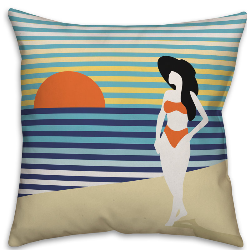 Coussin décoratif d'intérieur/d'extérieur, H 16 po x l 16 po, Polyester / Bourre en polyester