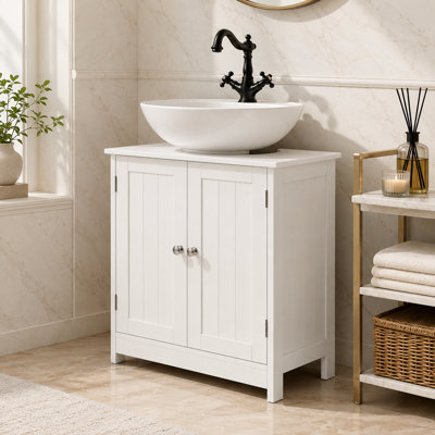 Élégante armoire de rangement sur pied pour salle de bain, pouvant être placée sous un lavabo de salle de bain, pour ranger divers articles de toilette.