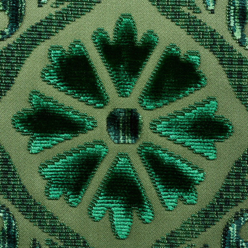 Suzani Strie Velvet Fabric, Emerald