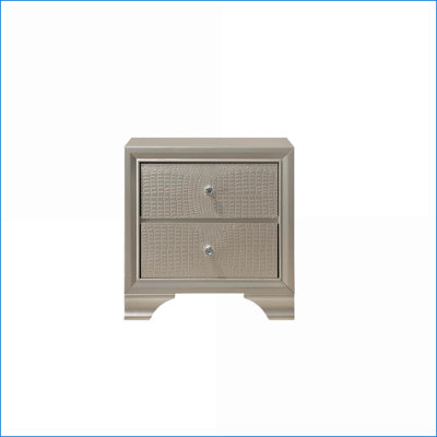 Table de chevet 2 tiroirs Modern Glam Champagne avec motif crocodile en relief