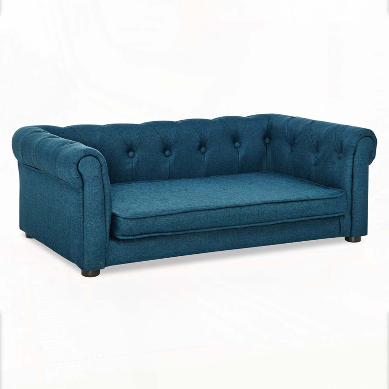 Lit rectangulaire pour petits et moyens chiens, canapé-lit surélevé durable, canapé confortable pour chien, Bleu