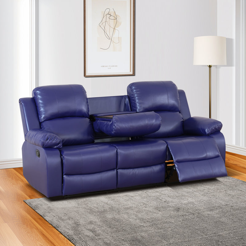 Canapé inclinable 3 places, Similicuir bleu