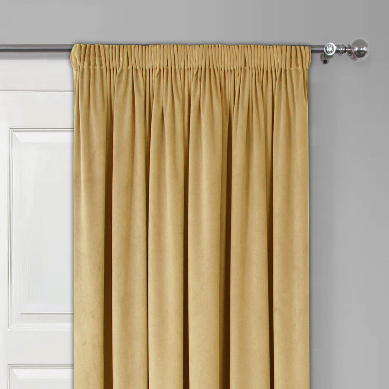Ketlin Pencil Pleat Room Darkening Door Curtain, Gold, 114 W x 213 D cm