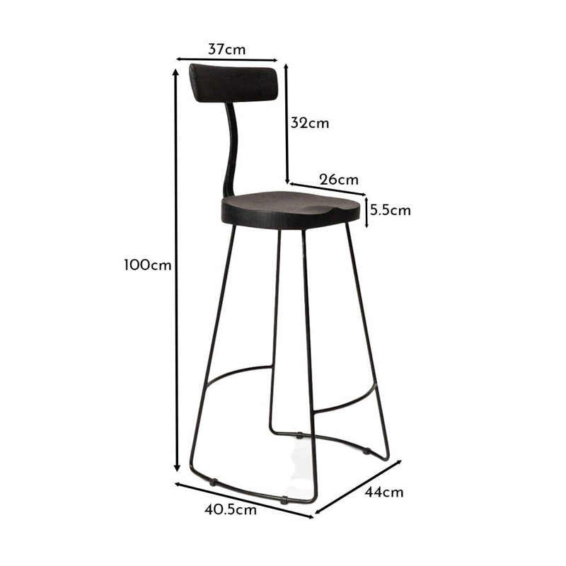 Alvada Counter Stool with Metal Frame, Black