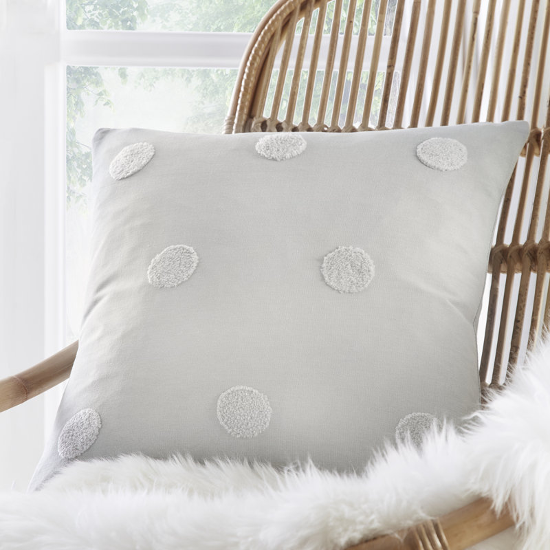Aleetha Polka Dots Square Throw Cushion, Silver