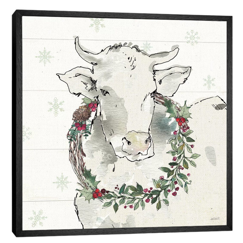 Modern Farmhouse XII Christmas 1 Piece Painting on Canvas, 66.04 cm H x 66.04 cm W, Black Floater Framed