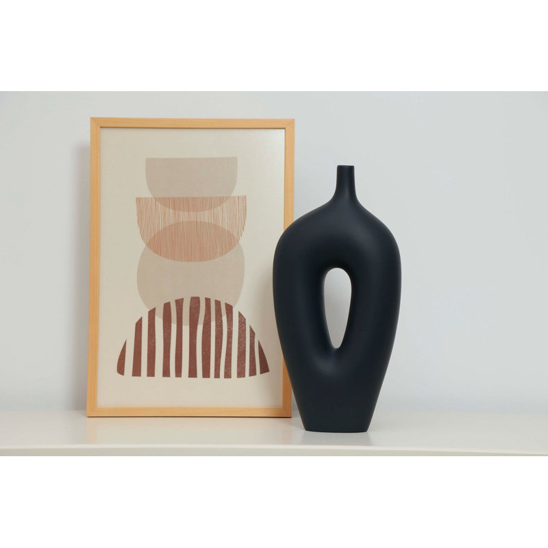 Cyna Ceramic / Porcelain Table Vase, Black