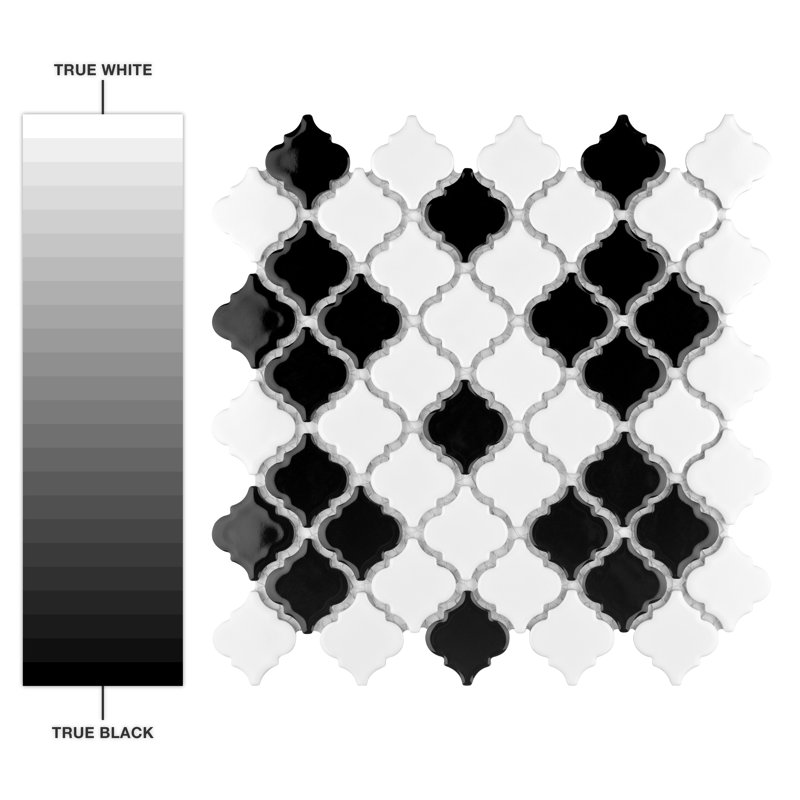 Hudson Tangier Black and White Mimos 12-3/8" x 12-3/8" Porcelain Mosaic Tile