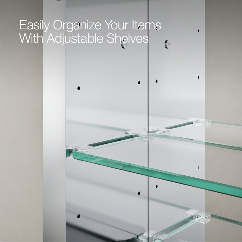 Verdera Surface Mount or Recessed Rectangular Framed Medicine Cabinet, 30" H x 15" W x 4.18" D, Polished Chrome