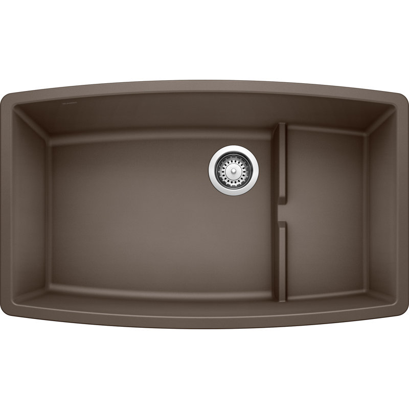Performa Cascade SILGRANIT 32" Single Bowl Undermount Kitchen Sink with Colander, Cafe Brown