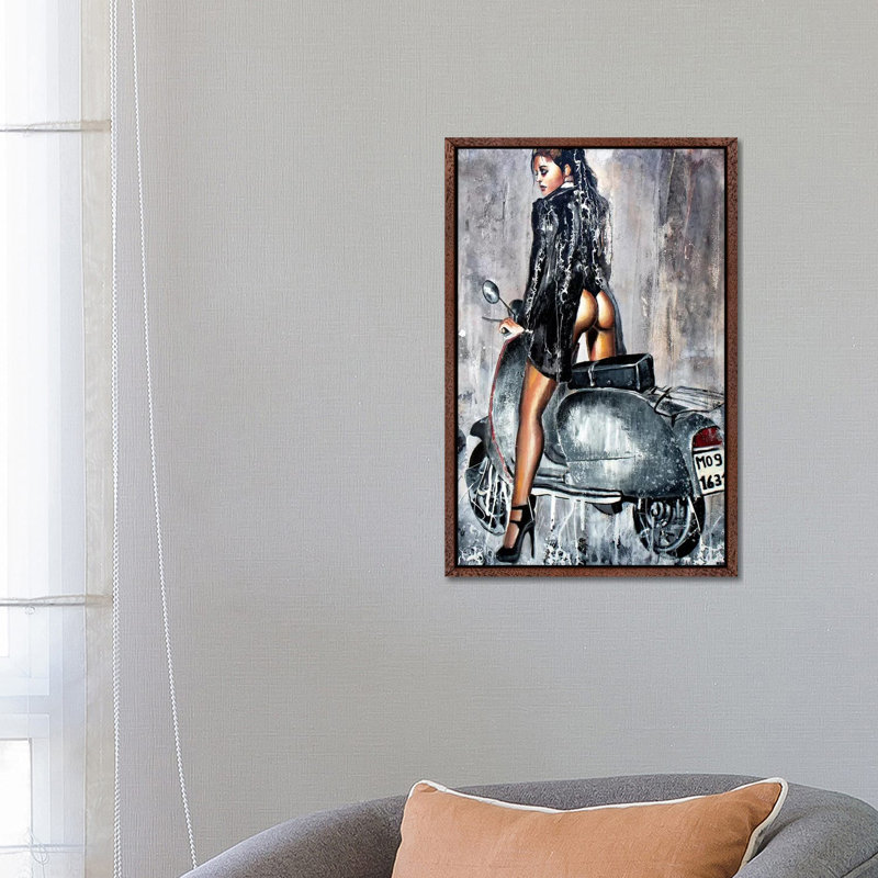 Feel Free To Go by Donatella Marraoni - Painting on Canvas, Classic Brown Wood Framed, 66.04 cm H x 45.72 cm W