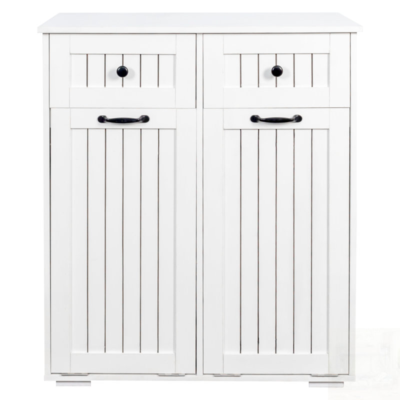 Laundry Cabinet With 2 Removable Baskets And 2 Drawers For Efficient Sorting And Storage