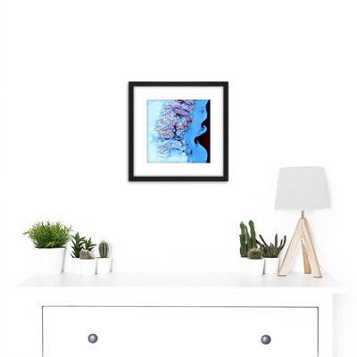 Abstract Blue Mountains Red - Single Picture Frame Painting