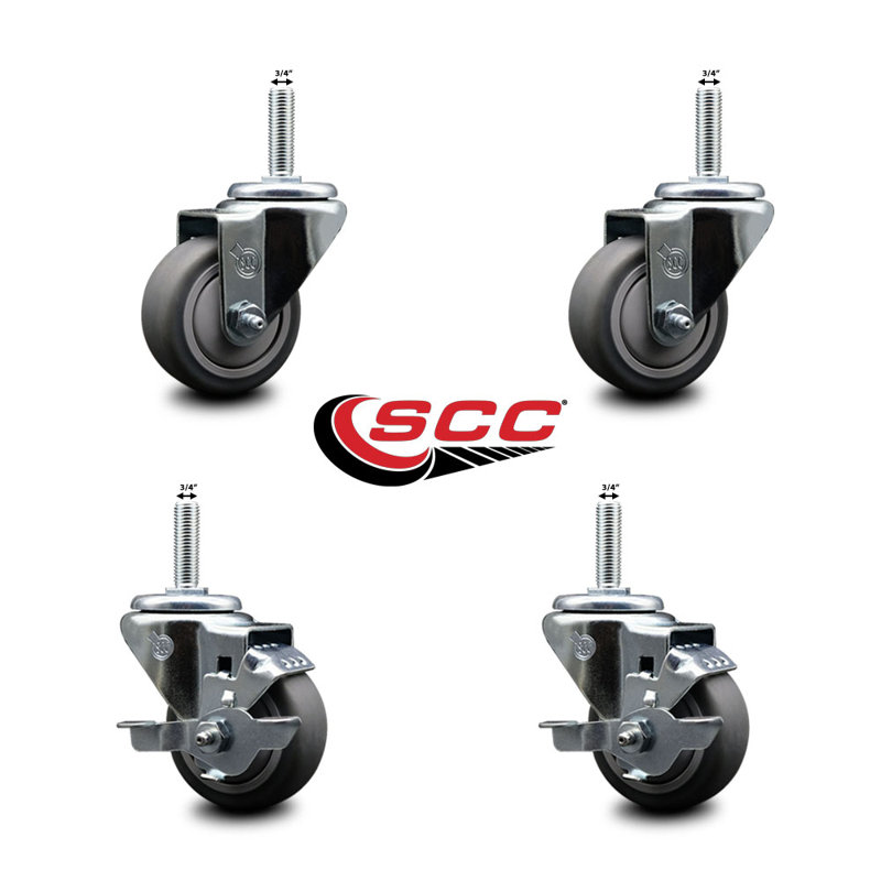 Ensemble de roulettes 3 po 3 roues pivotantes 3/4 po